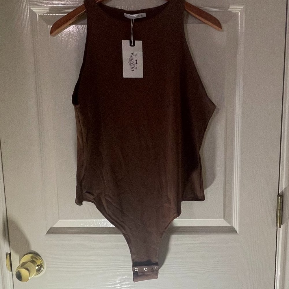 REORIA Women’s Sexy Sleeveless Racer Back Halter Neck Bodysuit Tank